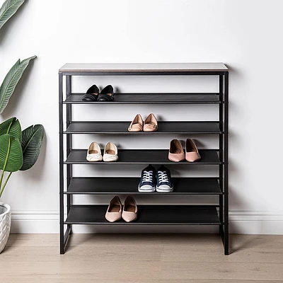 KSP Soul 6-Tier Shoe Rack (Black/Wood)