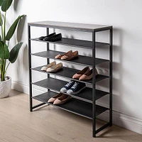 KSP Soul 6-Tier Shoe Rack (Black/Wood)