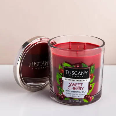 Empire Tuscany 'Sweet Cherry' 3-Wick Glass Jar Candle