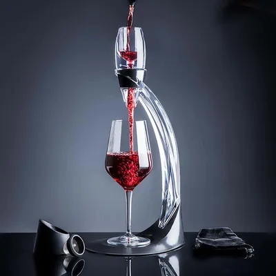 KSP Deluxe Wine Aerator-Decanter with Stand (Clear/Black)