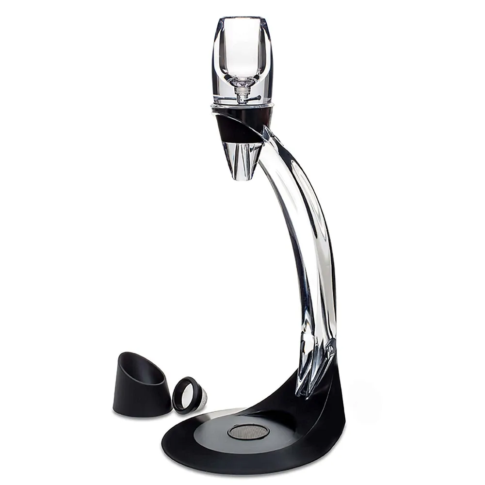KSP Deluxe Wine Aerator-Decanter with Stand (Clear/Black)
