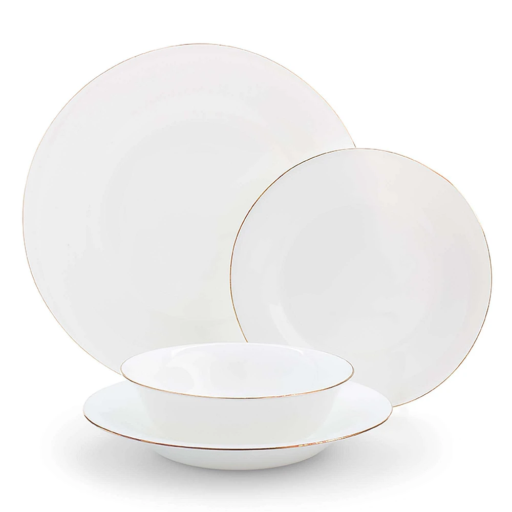 KSP Opal 'Banded' Glass Dinner Plate (White/Gold)