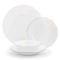 KSP Opal 'Banded' Glass Dinner Plate (White/Gold)