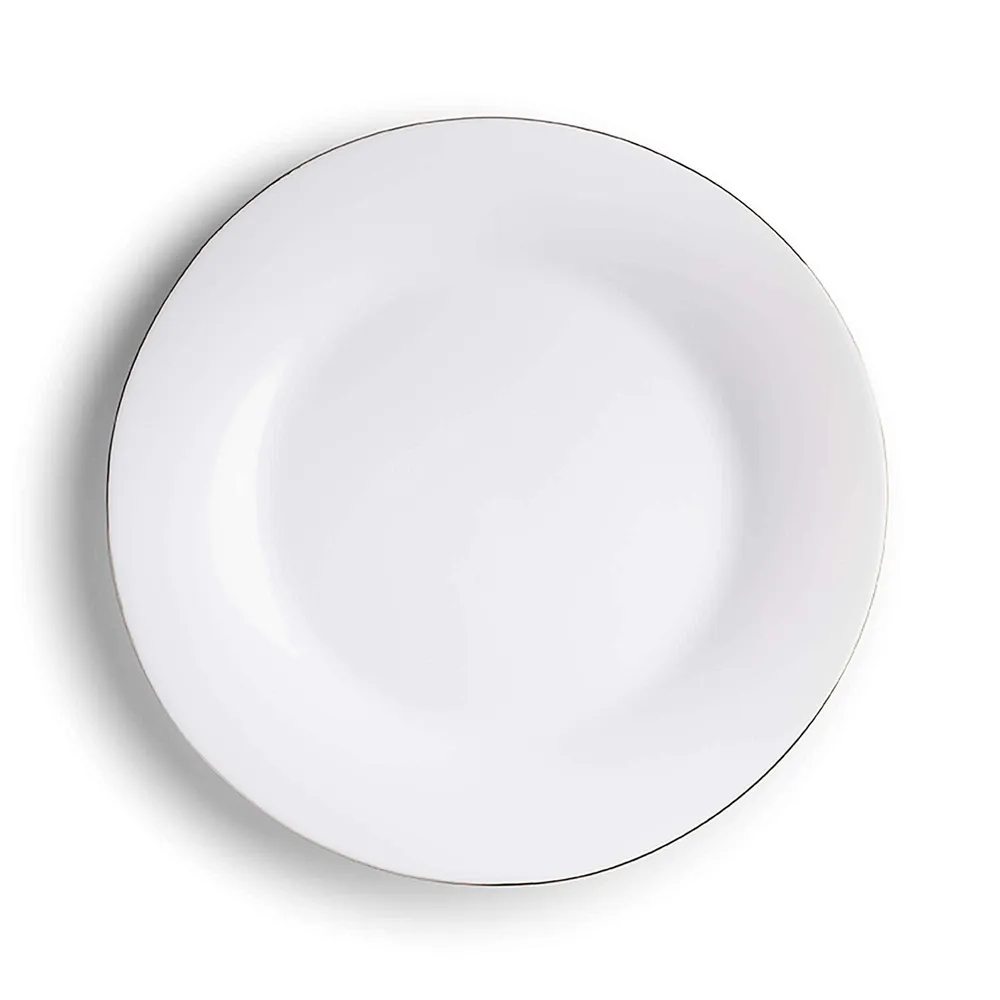 KSP Opal 'Banded' Glass Dinner Plate (White/Silver)