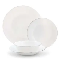 KSP Opal 'Banded' Glass Dinner Plate (White/Silver)