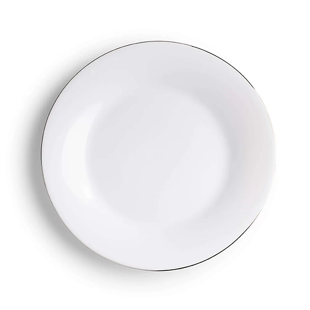 KSP Opal 'Banded' Glass Side Plate (White/Silver)