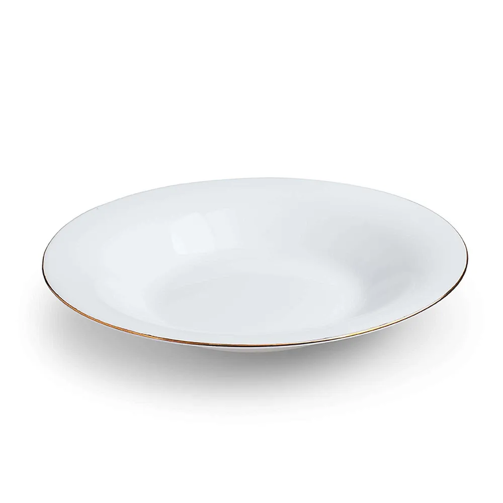 KSP Opal 'Banded' Glass Soup Plate (White/Gold)
