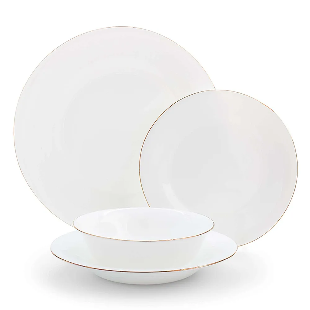 KSP Opal 'Banded' Glass Soup Plate (White/Gold)