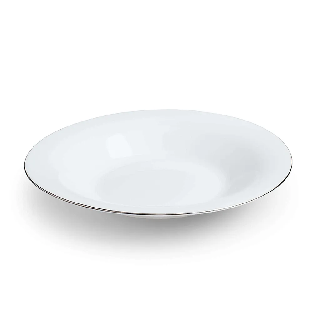KSP Opal 'Banded' Glass Soup Plate (White/Silver)