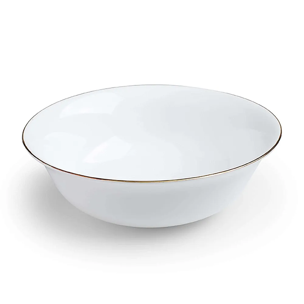 KSP Opal 'Banded' Glass Bowl (White/Gold)