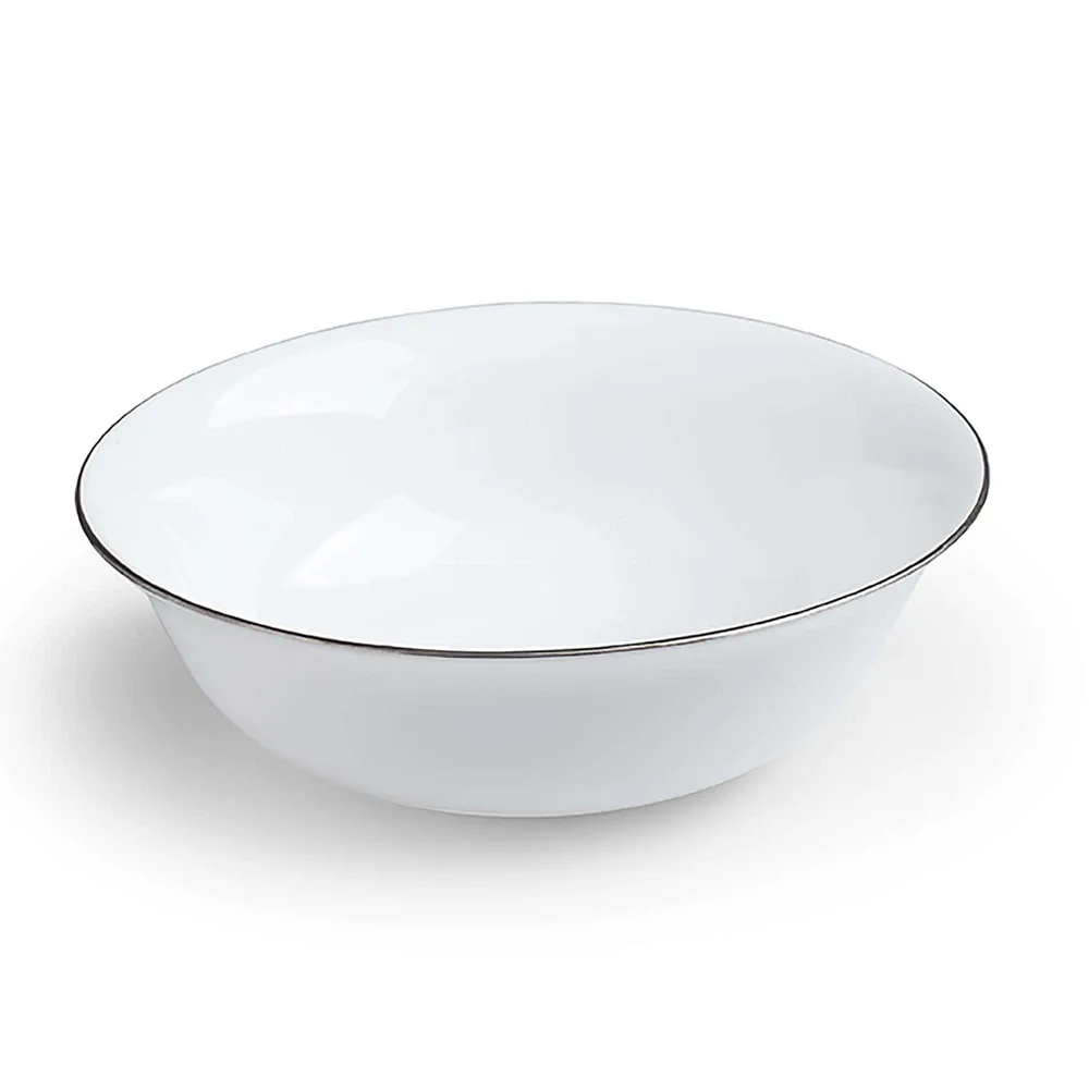 KSP Opal 'Banded' Glass Bowl (White/Silver)