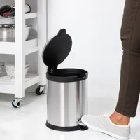 KSP Orca 5L Round Step Garbage Can (Black/Stainless Steel)