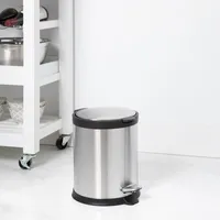 KSP Orca 5L Round Step Garbage Can (Black/Stainless Steel)