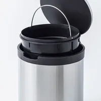 KSP Orca 5L Round Step Garbage Can (Black/Stainless Steel)