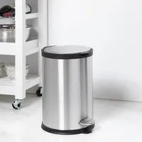 KSP Orca 12L Round Step Garbage Can (Black/Stainless Steel)