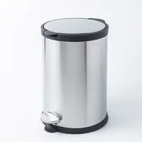 KSP Orca 12L Round Step Garbage Can (Black/Stainless Steel)