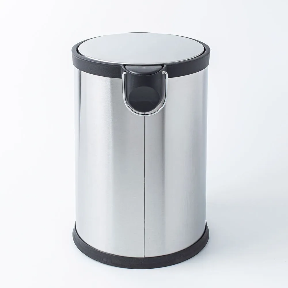 KSP Orca 12L Round Step Garbage Can (Black/Stainless Steel)