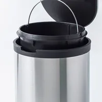 KSP Orca 12L Round Step Garbage Can (Black/Stainless Steel)