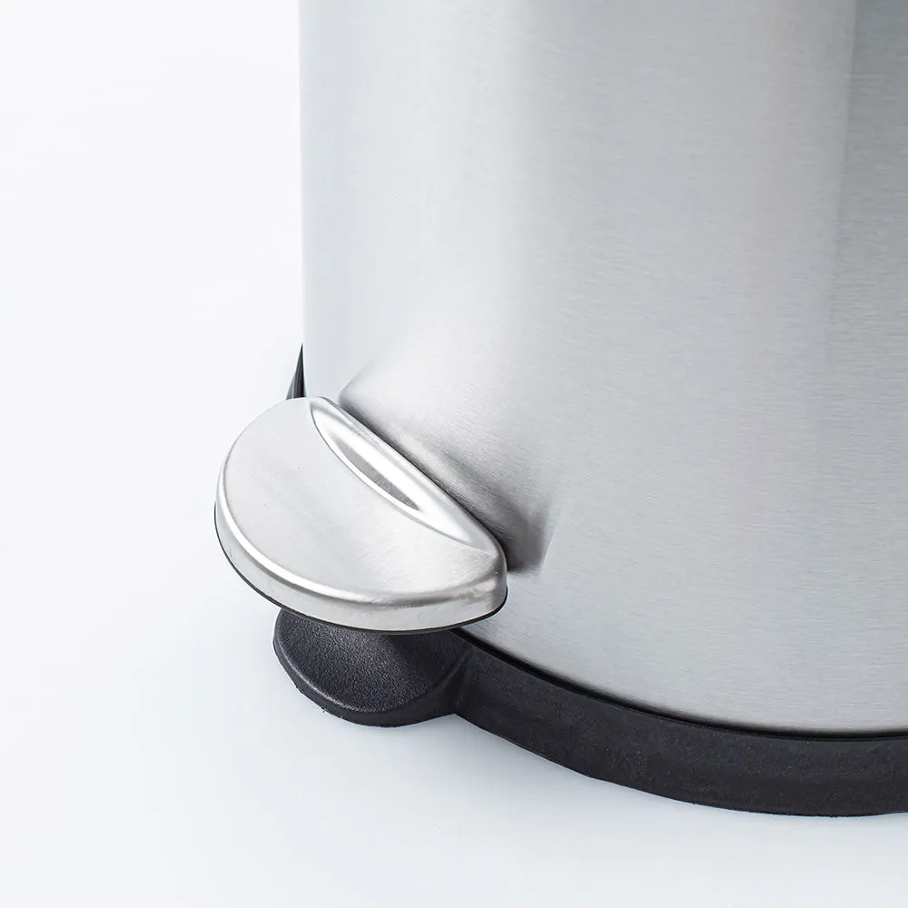 KSP Orca 12L Round Step Garbage Can (Black/Stainless Steel)