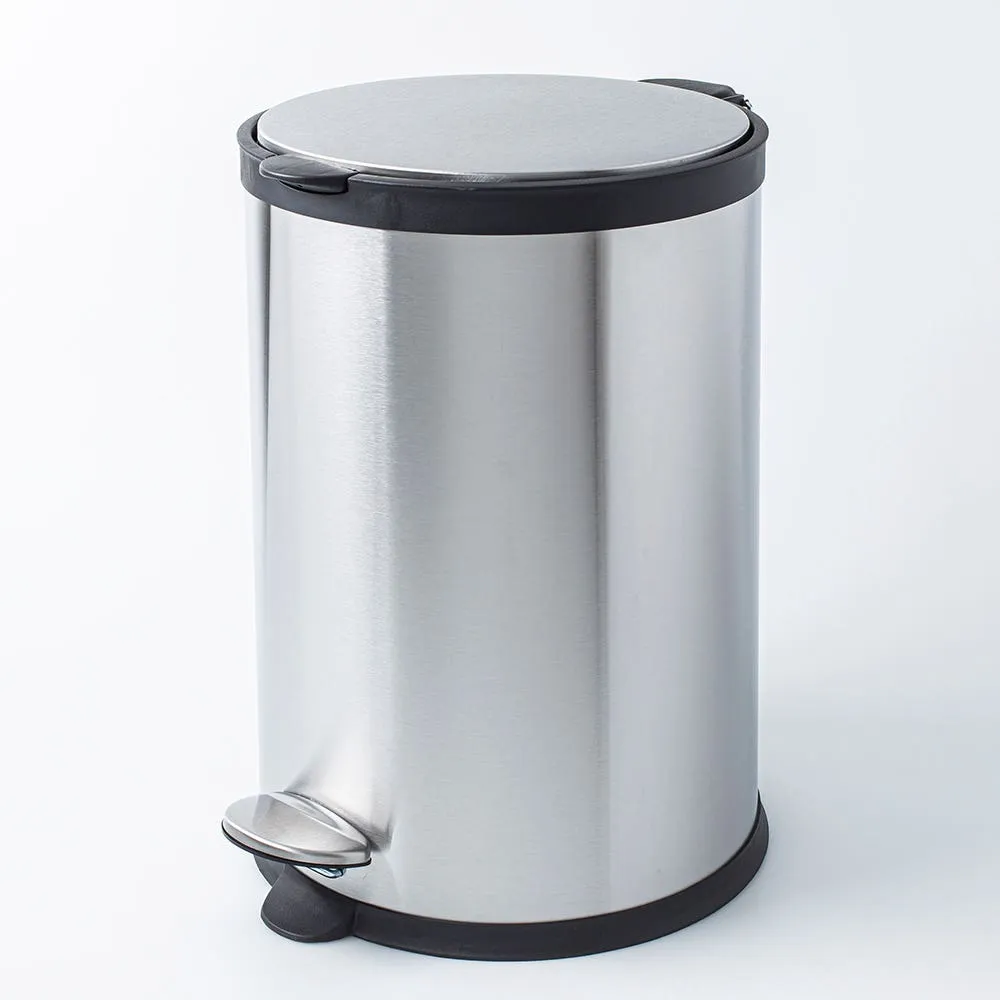 KSP Orca 20L Round Step Garbage Can (Black/Stainless Steel)