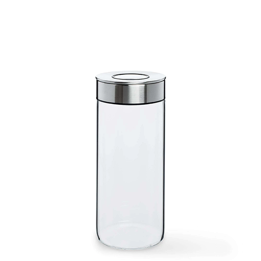 KSP Push Lock 1.3L 'Round' Glass and Steel Canister