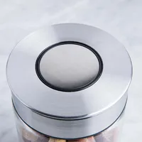 KSP Push Lock 700ml 'Round' Glass and Steel Canister