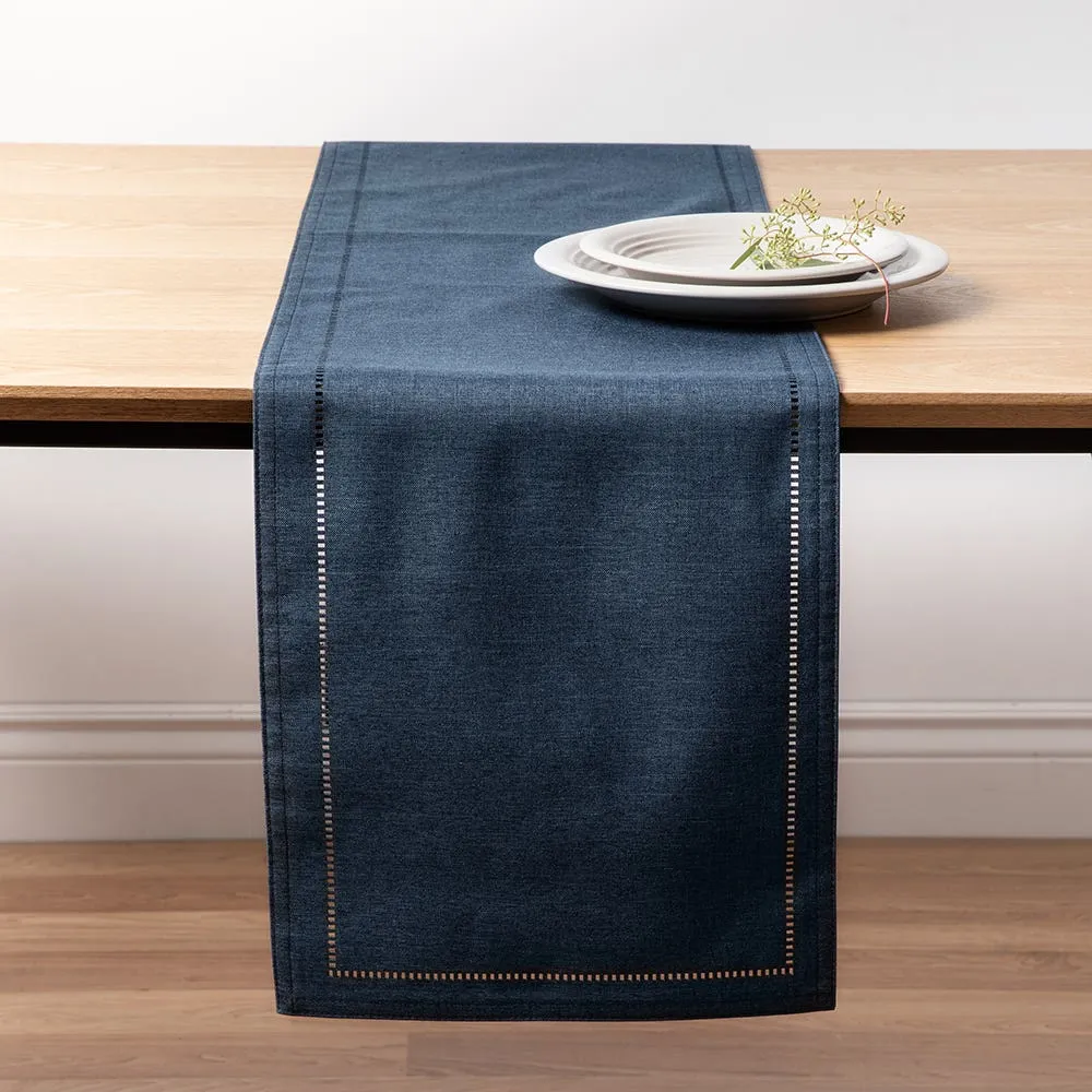 Harman Hemstitch Polyester Runner (Navy)