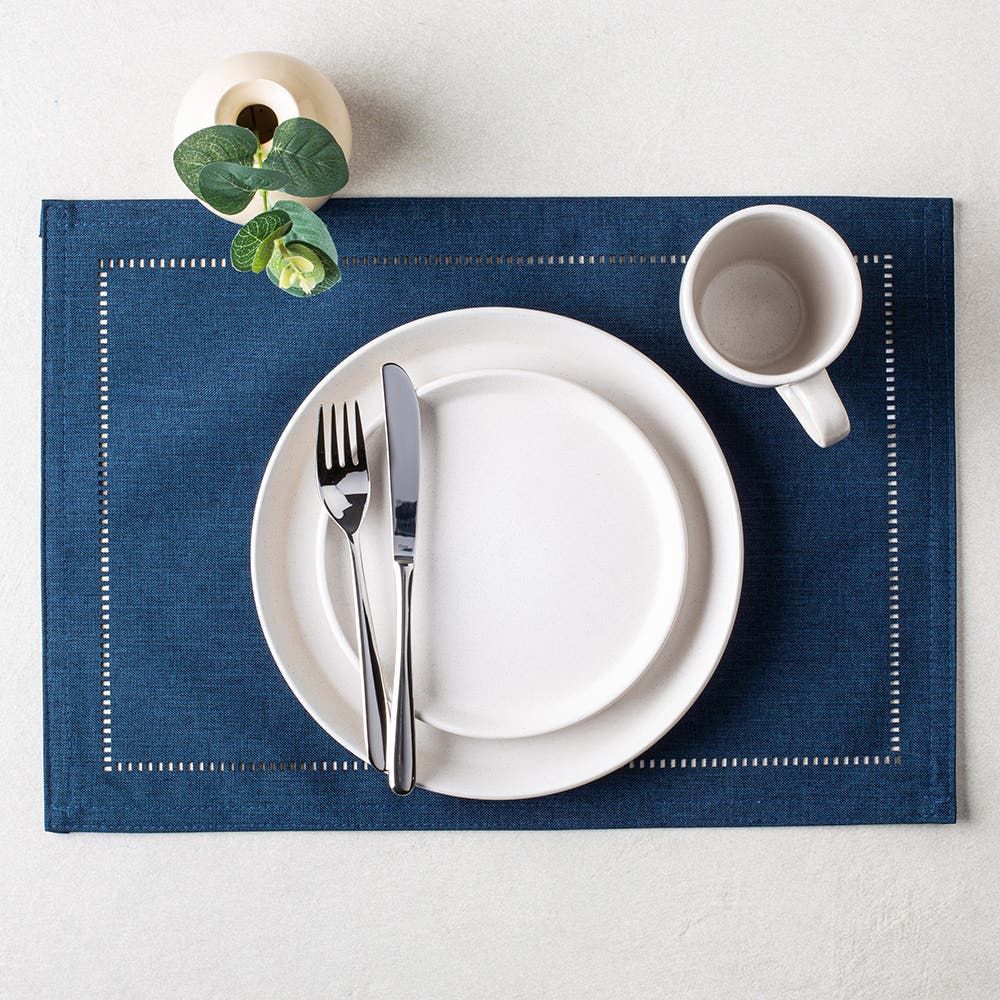 Harman Hemstitch Polyester Placemat (Navy)