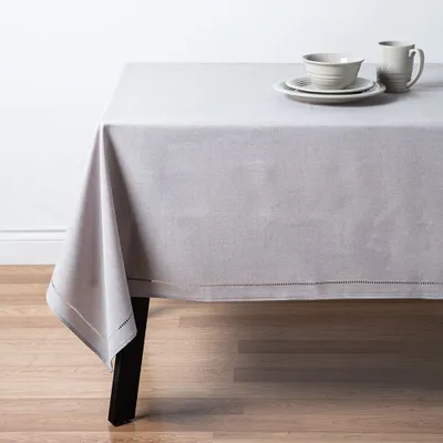 Harman Hemstitch Polyester Tablecloth 60"x90" (Light Grey)