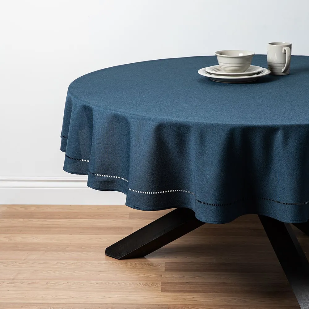 Harman Hemstitch Polyester Tablecloth 70" Round (Navy)