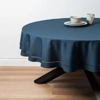 Harman Hemstitch Polyester Tablecloth 70" Round (Navy)