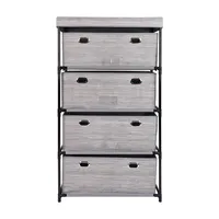 KSP Softstor '4-Drawer' Fabric Cabinet Linen Look (Grey) 55x30x100 cm