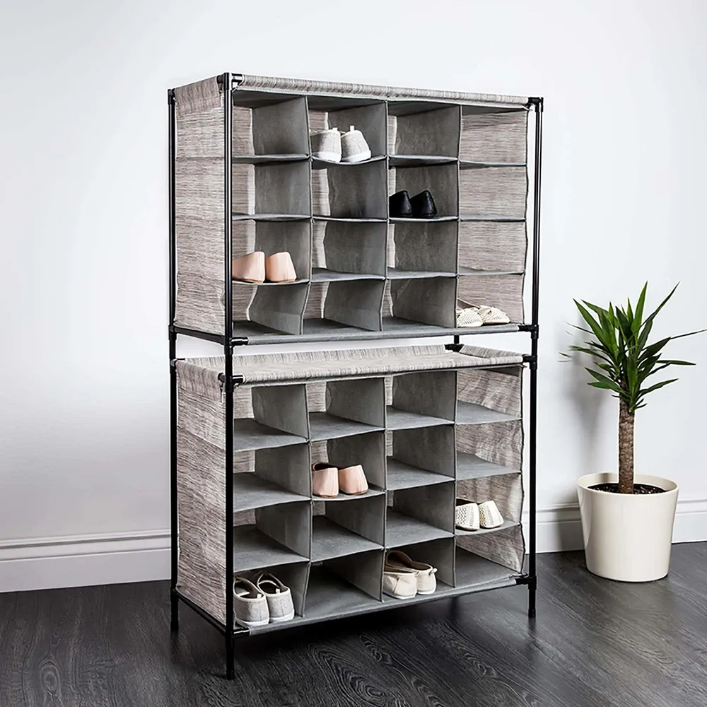 KSP Softstor 'Linen Look' Fabric Shoe Cabinet (Grey)