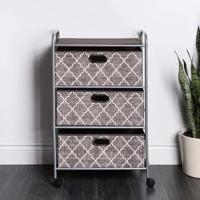 KSP Rollstor -Drawer Fabric Storage Cart (Grey) x x cm