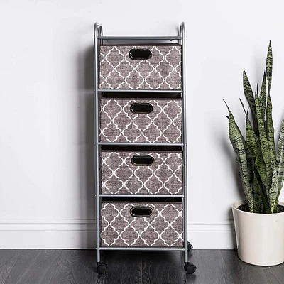 KSP Rollstor 4-Drawer Fabric Storage Cart (Grey) 41.5 x 31 x 113 cm