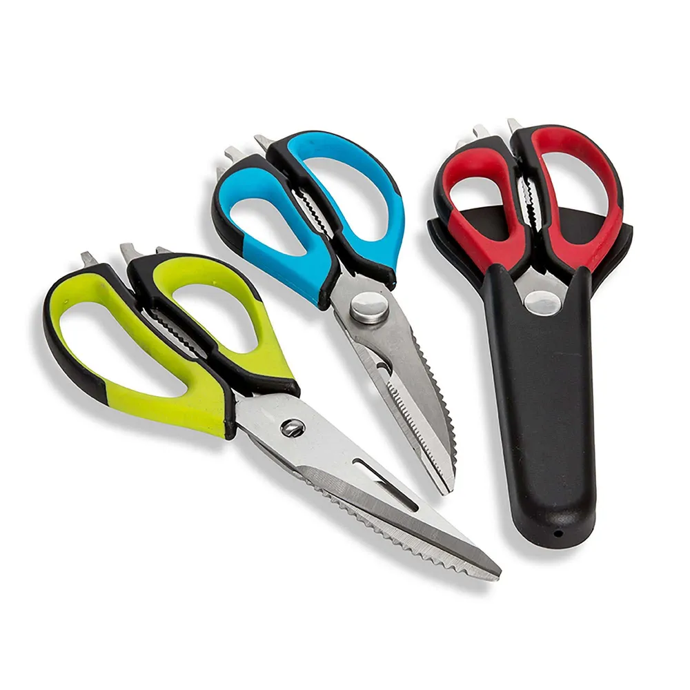 KSP 7-In-1 Multi-Function 9" Multi Purpose Scissors W/Sheath (Asstd.)