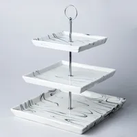 KSP Marble Porcelain Buffet Stand 3-Tier (White/Grey)