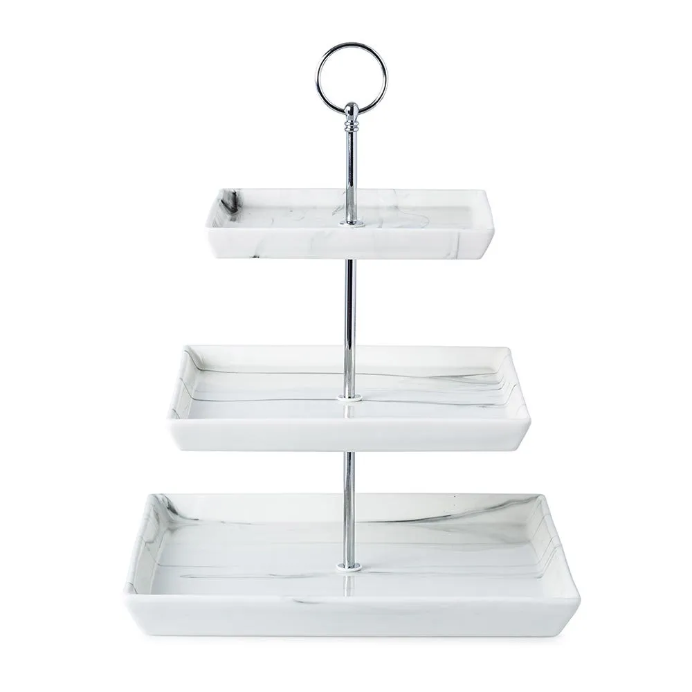 KSP Marble Porcelain Buffet Stand 3-Tier (White/Grey)