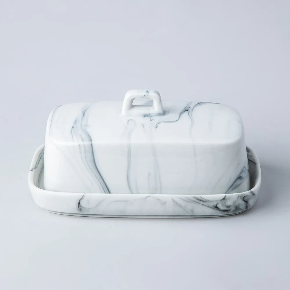 KSP Marble Porcelain Butter Dish (White/Grey)