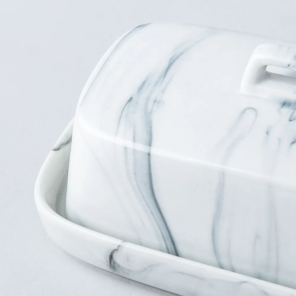 KSP Marble Porcelain Butter Dish (White/Grey)