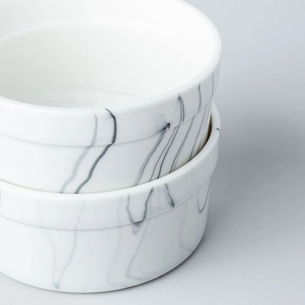 KSP Marble Porcelain Ramekin - Set of 4 (White/Grey)
