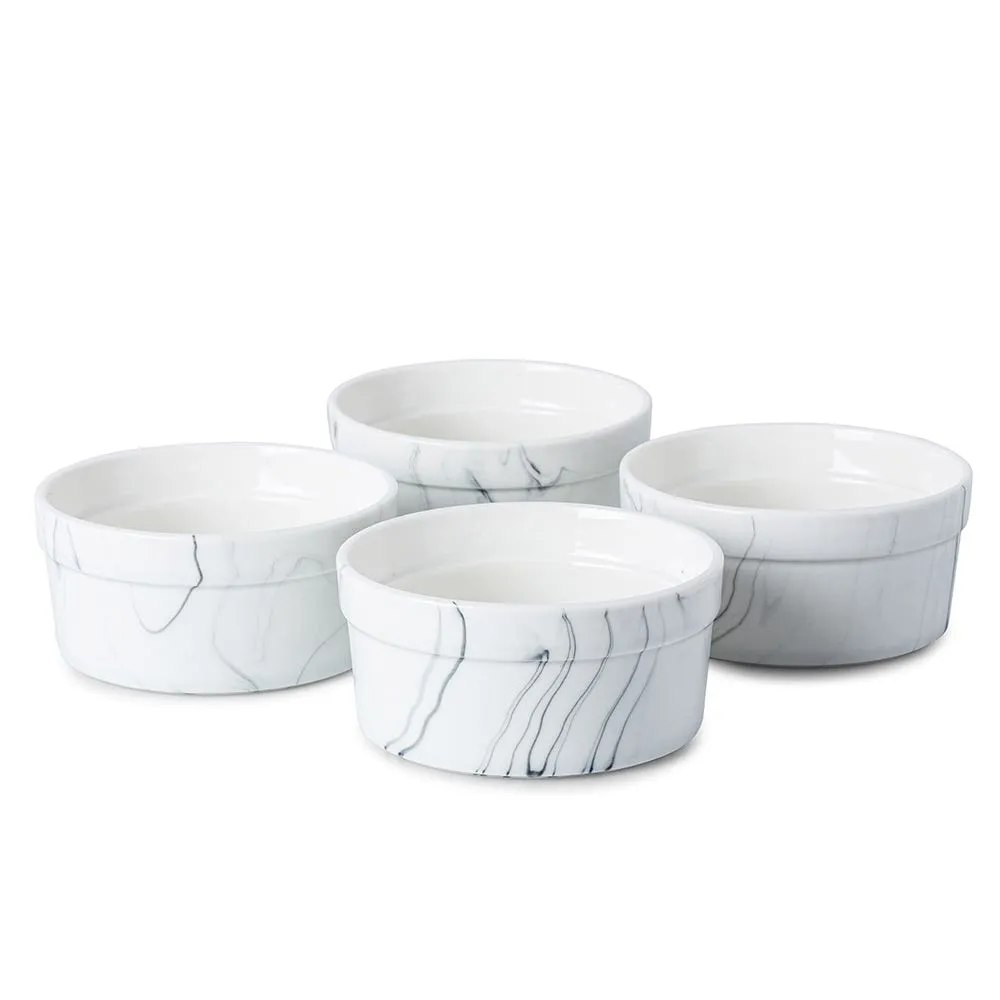 KSP Marble Porcelain Ramekin - Set of 4 (White/Grey)