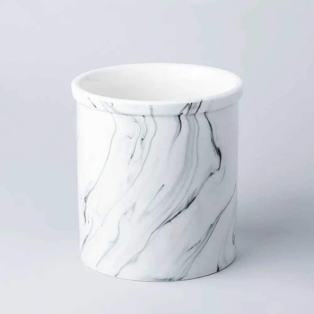 KSP Marble Porcelain Utensil Jar Jumbo (White/Grey) 17 cm dia. x 18 cm