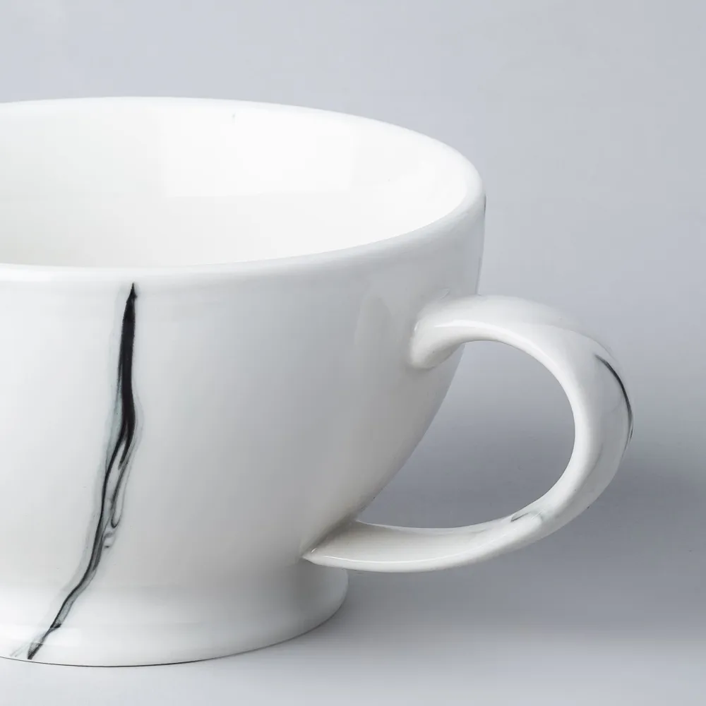 KSP Marble Porcelain Cafe Latte Cup (White/Grey)