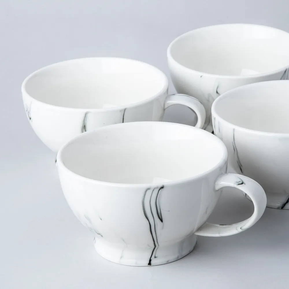 KSP Marble Porcelain Cafe Latte Cup (White/Grey)