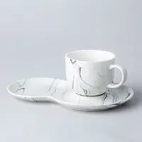 KSP Marble Porcelain Cup & Saucer (White/Grey)