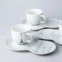 KSP Marble Porcelain Cup & Saucer (White/Grey)