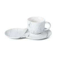 KSP Marble Porcelain Cup & Saucer (White/Grey)