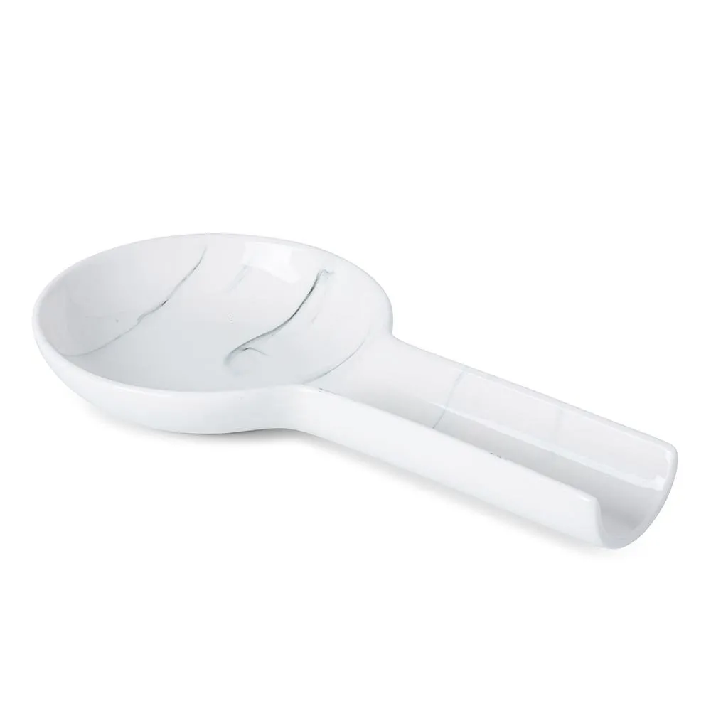 KSP Marble Porcelain Flat Spoon Rest (White/Grey) 24 x 12.5 x 3 cm