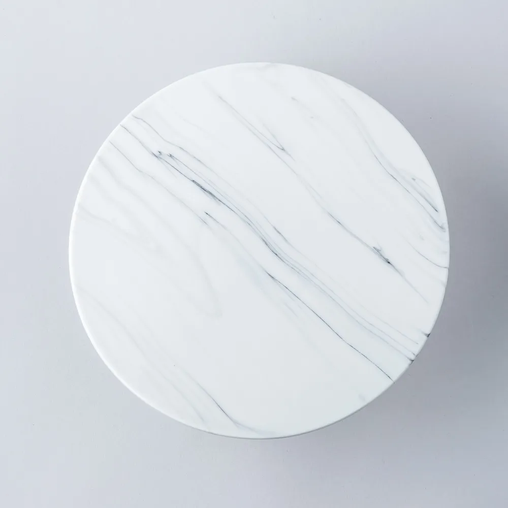 KSP Marble Porcelain Footed Cake Plate (White/Grey